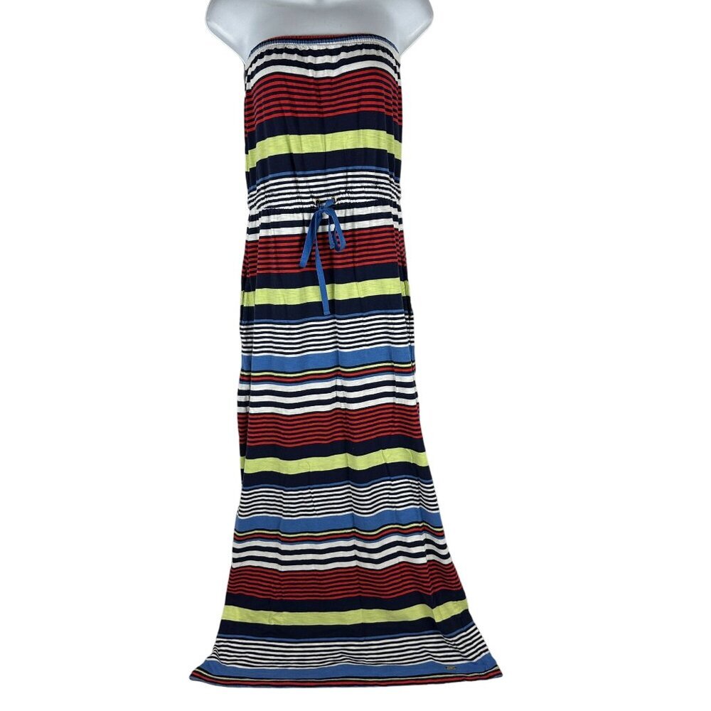 Tommy Hilfiger Strapless Striped Maxi Dress Size S Cotton & Modal Blend